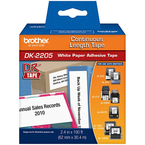 Etiqueta para impressora térmica contínua, 62mm x 30,4 metros, DK2205, Brother - CX 1 UN