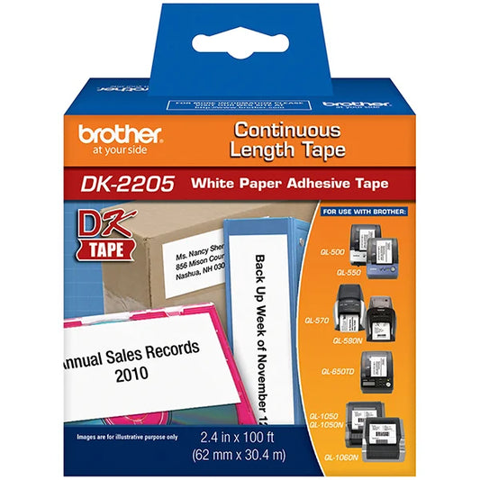 Etiqueta para impressora térmica contínua, 62mm x 30,4 metros, DK2205, Brother - CX 1 UN